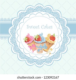 Vintage card with cupcake