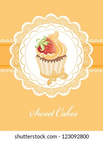 Vintage card with cupcake