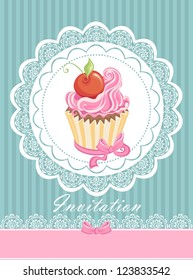 Vintage card with cupcake