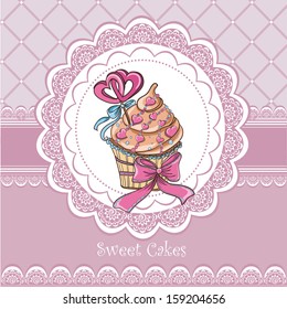 Vintage card with cupcake