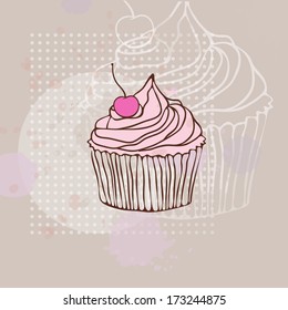 vintage card with cupcake