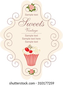 Vintage card with cupcake.