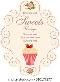 Vintage card with cupcake.