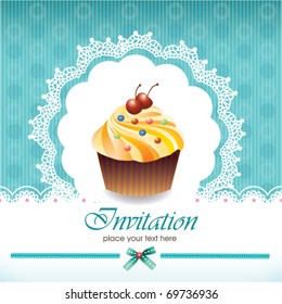 Vintage card with cupcake