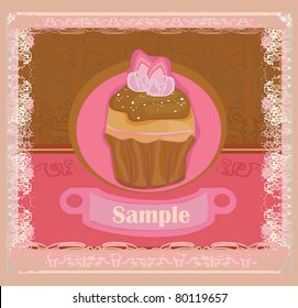 Vintage card with cupcake