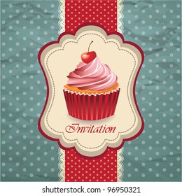 Vintage card with cupcake