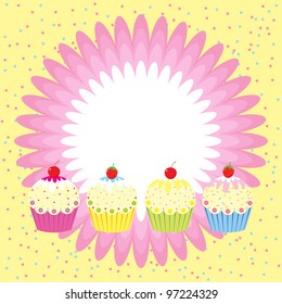 Vintage card with cupcake