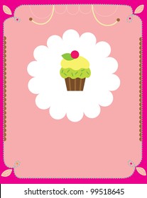 Vintage card with cupcake