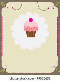 Vintage card with cupcake
