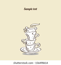 Vintage card with cups - vector