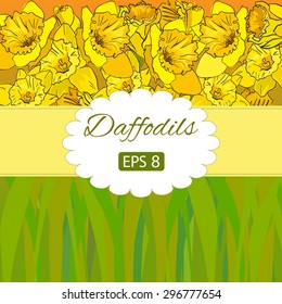 Vintage card with cute daffodils background