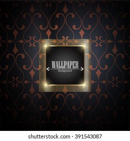 Vintage Card with damask background, luxury blue design