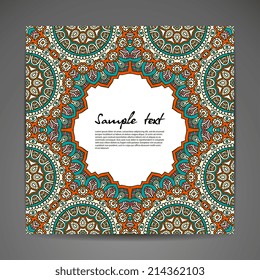 Vintage card. Vintage decorative elements. Hand drawn background. Islam, Arabic, Indian, ottoman motifs.