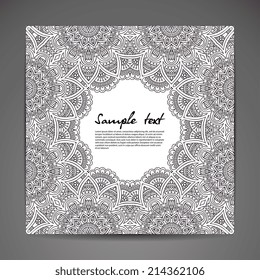 Vintage card. Vintage decorative elements. Hand drawn background. Islam, Arabic, Indian, ottoman motifs.