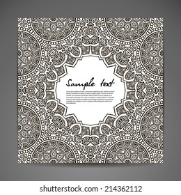 Vintage card. Vintage decorative elements. Hand drawn background. Islam, Arabic, Indian, ottoman motifs.