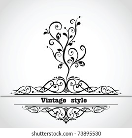 Tarjeta de época con árbol decorativo