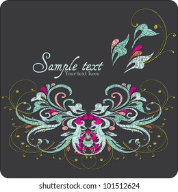 Vintage card design for greeting card, invitation, menu, cover on black background