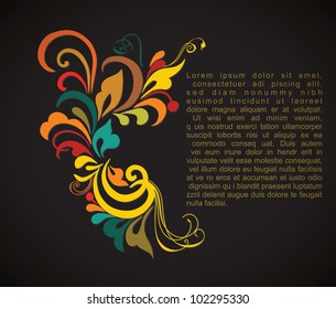 Vintage card design for greeting card, invitation, menu, cover on black background