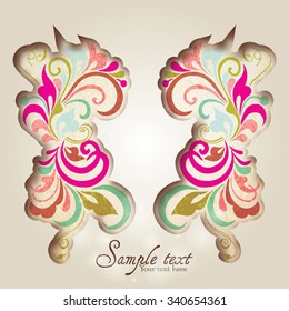 Vintage card design for greeting card, invitation, menu, cover on black background