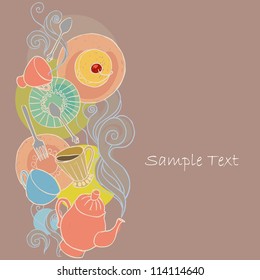 Vintage card design with tableware