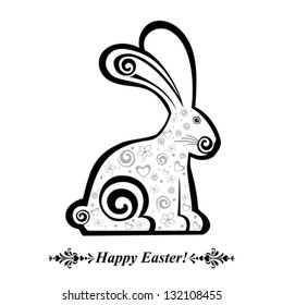 Vintage card. Easter bunny rabbit. Vector illustration