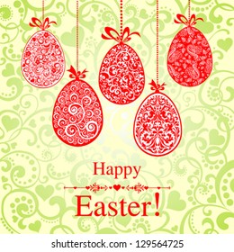 Vintage card with Easter eggs. Vector illustration