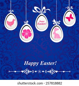Vintage card with Easter eggs. vector illustration 