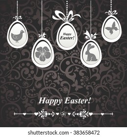 Vintage card with Easter eggs. vector illustration 