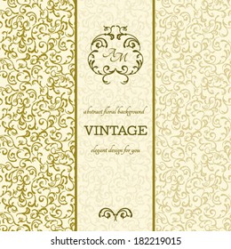 Vintage card, elegant frame, abstract floral background 
