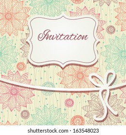 vintage card  with  floral background.