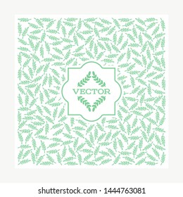 Vintage card with floral elements. Frame for flowershop with label design. Summer decoration greeting card. Leaf background for cosmetics packaging.