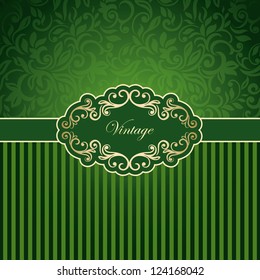 Vintage card with floral frame, seamless background