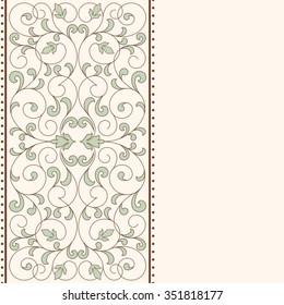 Vintage card with floral ornament.
