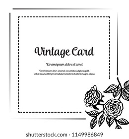 Vintage card with flower design hand draw vector illustration