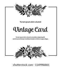 Vintage card with flower design hand draw vector illustration