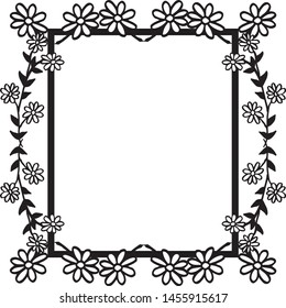 Vintage card with flower frame on a white background, style unique. Vector