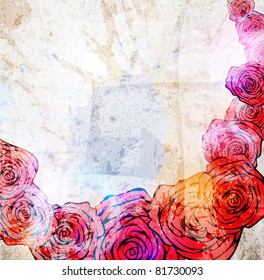 Vintage card with a flower. vector rose flower background