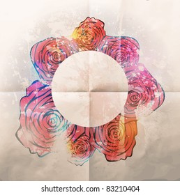 Vintage card with a flower. vector rose flower background