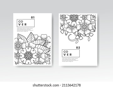 Vintage card with flowers on background, Book cover with flower