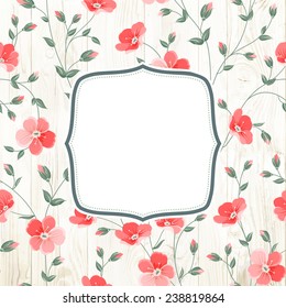 Vintage card with flowers on background. Vector illustration.