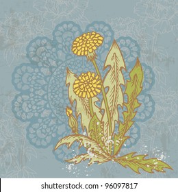 Vintage card with flowers and place for your text - Vector