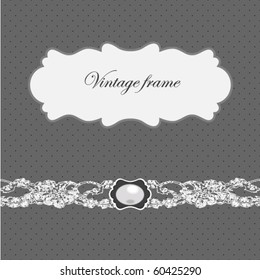 Vintage card with frame and brooch