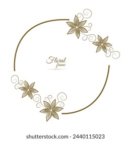 Vintage card frame with golden floral ornament border isolated floral background.Golden luxury realistic rectangle border. Vector illustration
