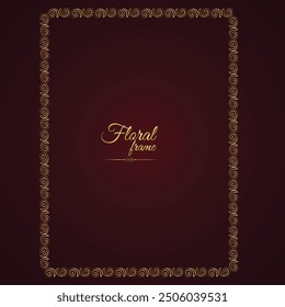 Vintage card frame with golden floral ornament border isolated floral background. Golden luxury realistic  border. Vector illustration