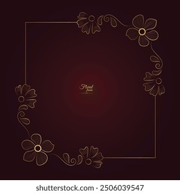 Vintage card frame with golden floral ornament border isolated floral background. Golden luxury realistic  border. Vector illustration