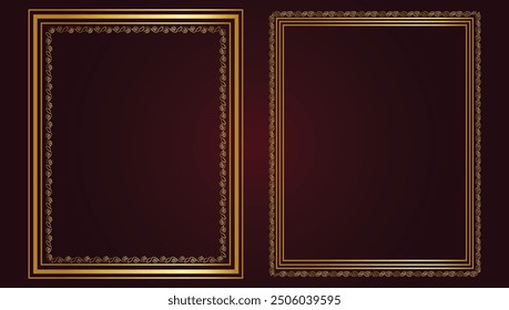 Vintage card frame with golden floral ornament border isolated floral background. Golden luxury realistic  border. Vector illustration