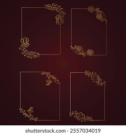 Vintage card frame with golden floral ornament border isolated floral background. Golden luxury realistic border. Vector illustration
