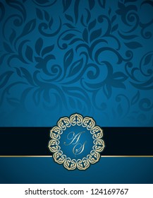 Vintage card with a frame on seamless floral background, Luxury style business card