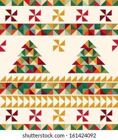 Vintage-Karte mit geometrischem Muster Weihnachtsbaum