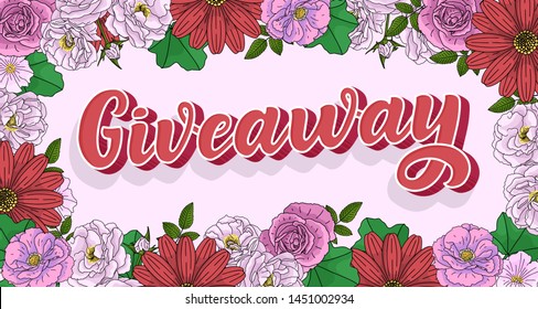 Vintage card with giveaway lettering. Calligraphy text. Decoration template. Vector illustration for holiday design.